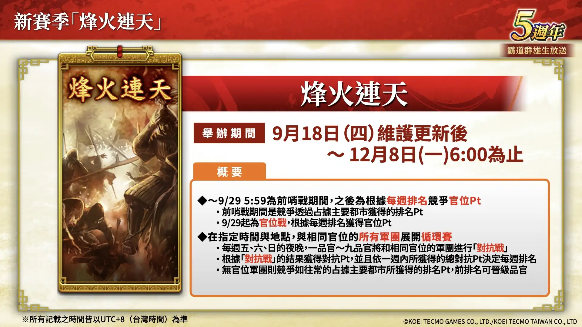 『三國志 霸道』新賽季「烽火連天」開幕！全新 LR 武將「荀彧」、「田豐」於 9 月更新登場 ～新功能「軍馬」登場～