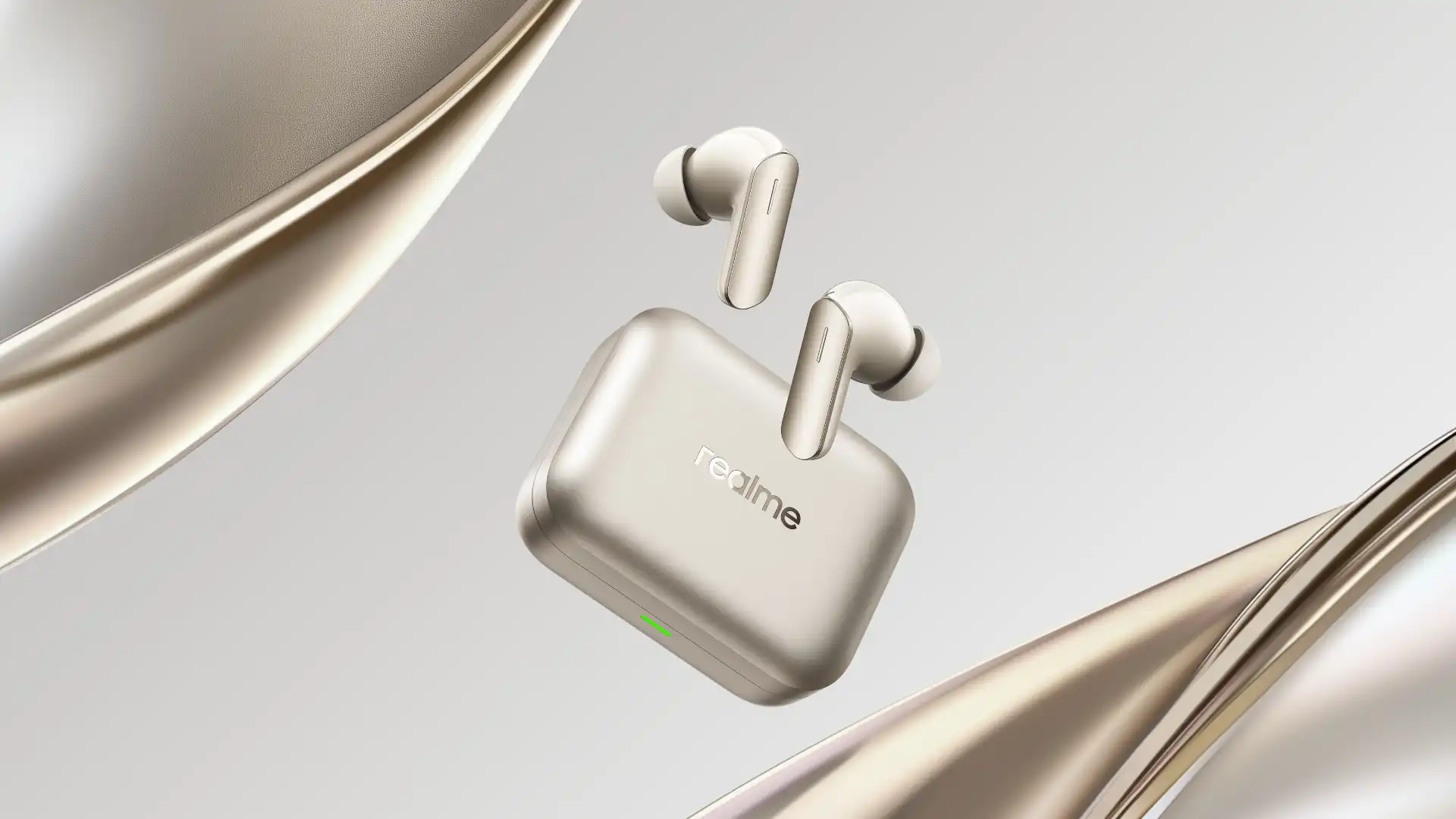 【realem 新聞照片】 全新真無線藍牙耳機  realme Buds Air7，主打深度降噪，「晨曦金」建議售價 NT$2,199，將於12月26日正式上市。