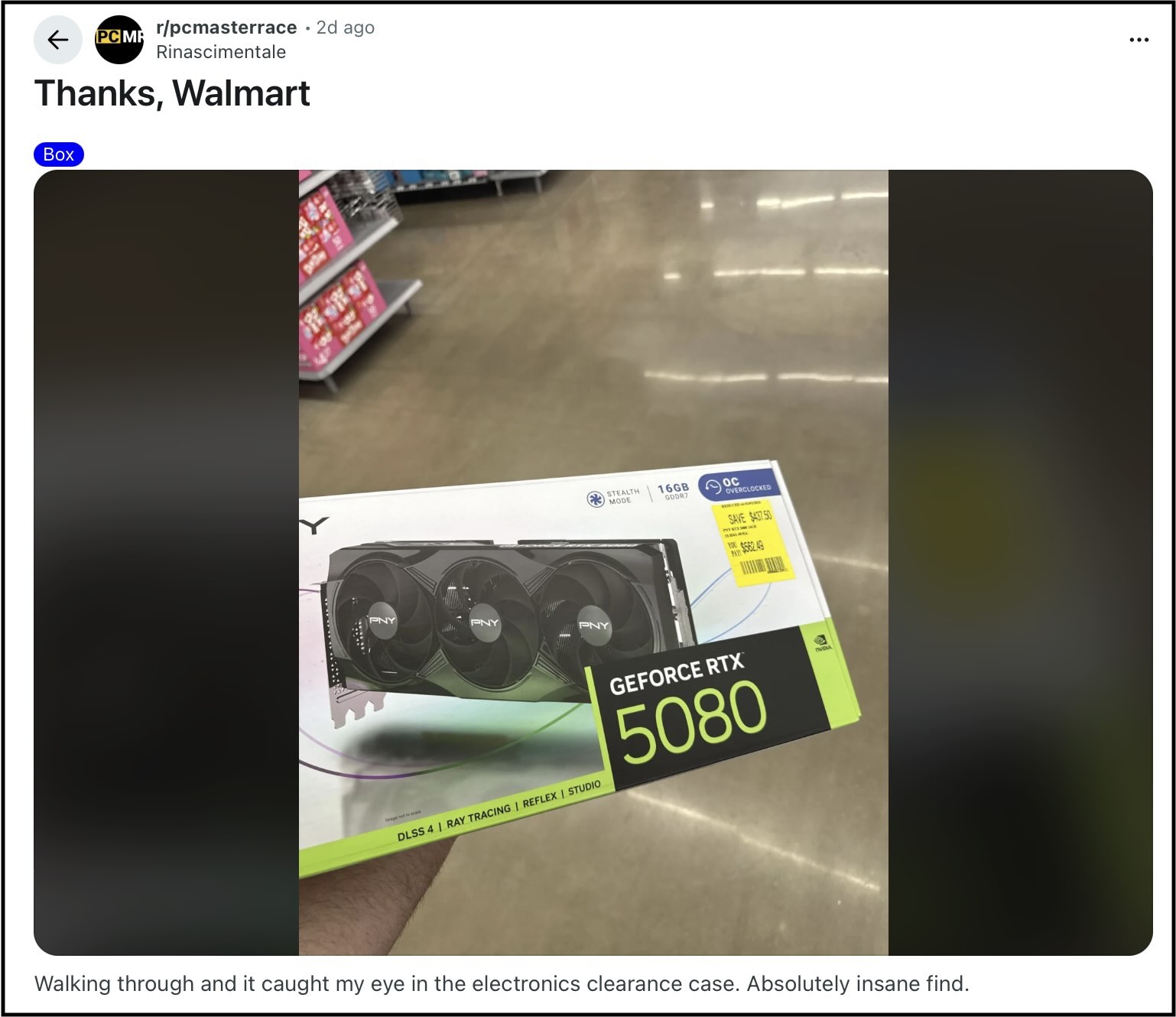 硬體圈炸鍋！沃爾瑪清倉「神價」　562美元抱走PNY RTX5080