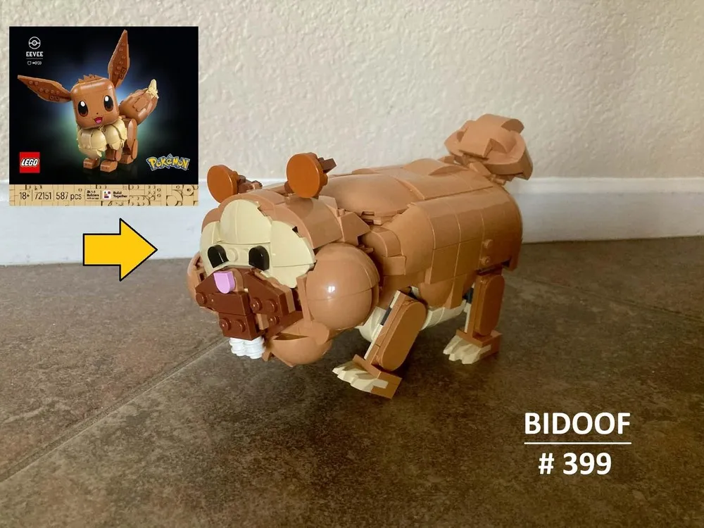 一套樂高兩種拼法？海外達人提供樂高伊布改造成大牙貍的創意技巧