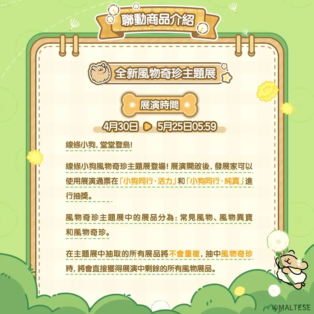 《心動小鎮》X《線條小狗 Maltese》今日正式展開聯動！完成任務免費送限定時裝