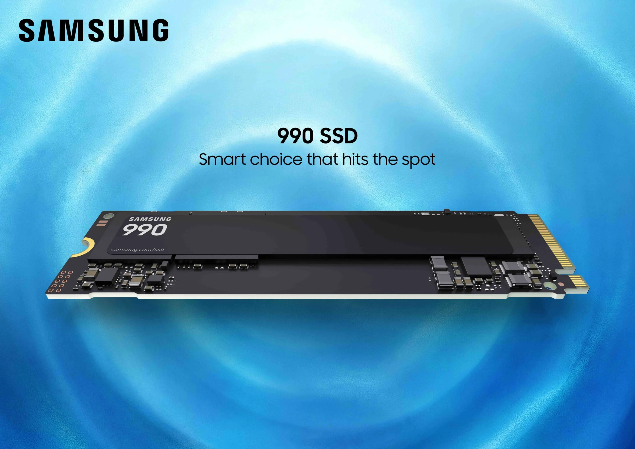 三星推出全新Samsung 990 SSD固態硬碟 以卓越效能與提升能源效率滿足多元使用需求 最高連續讀取速度達7,250 MB/s，能源效率較前代提升38% 提供1TB與2TB容量選擇，滿足從日常使用、遊戲娛樂與內容創作的PC升級需求