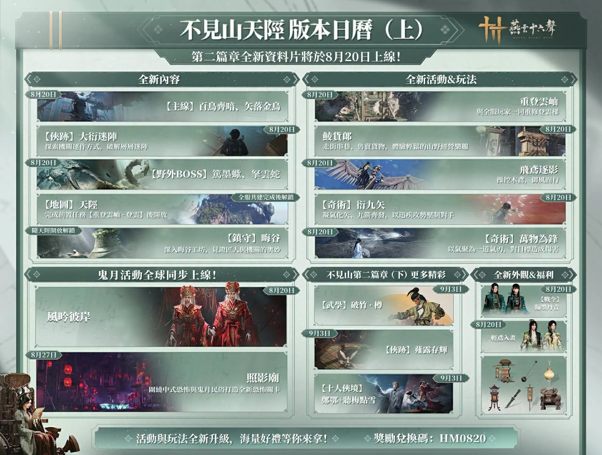 《燕雲十六聲》「不見山」第二章「天陘」今(8.20)登場鬼節活動攜手「鬼片匠人」柯孟融導演打造驚悚電影短片