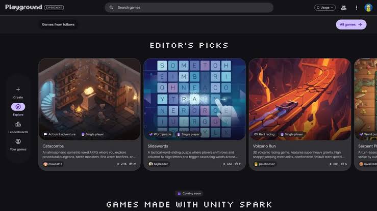 Google 攜手 Unity 推出 AI 遊戲平台「Playground」 輸入文字就能生成可玩成品