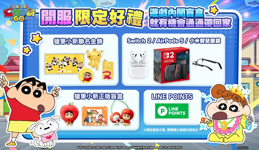 玩遊戲就能抽蠟筆小新聯名金飾!正版授權手遊《蠟筆小新:GO!》正式開服