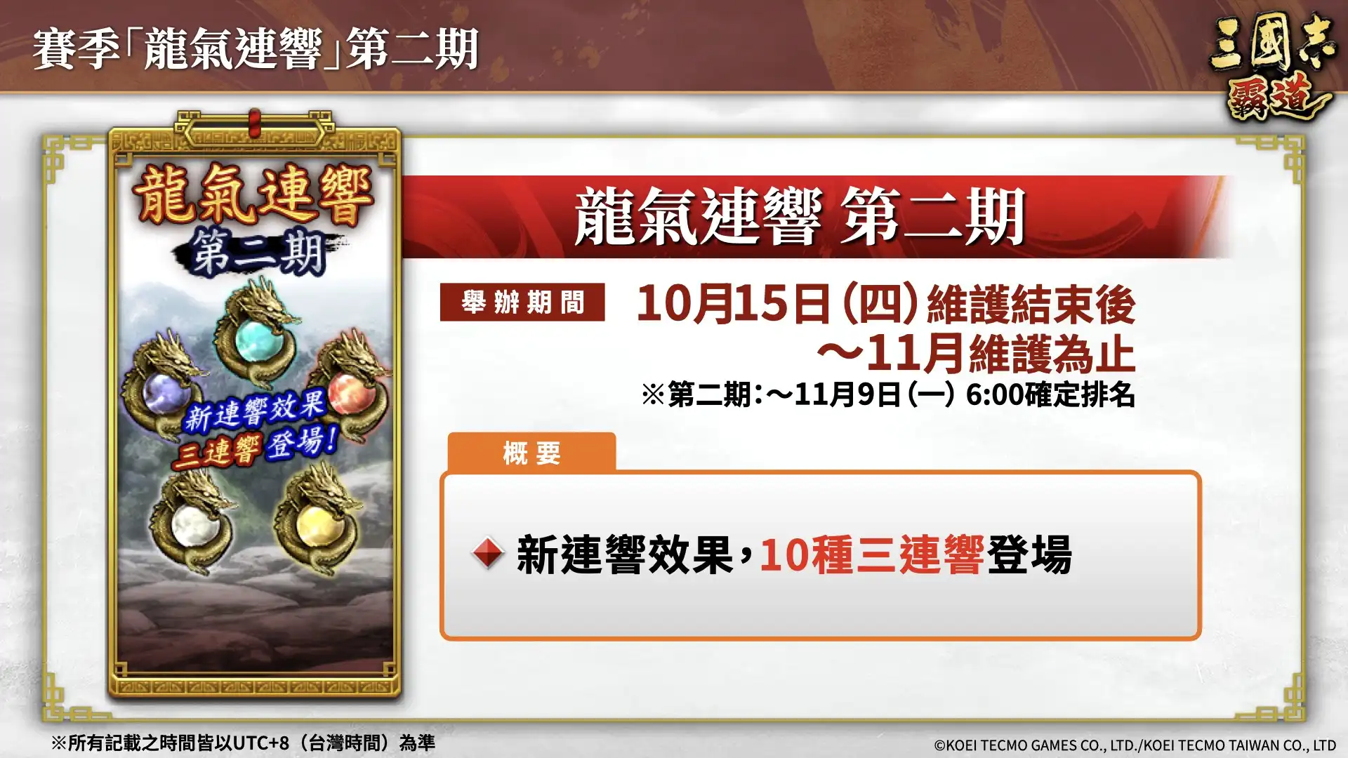 『三國志 霸道』賽季「龍氣連響」第二期開幕！全新 LR 武將「李典」、「田文」於 10 月更新登場